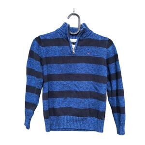 Tommy Hilfiger Blue Stripe Quarter Zip Pullover 7